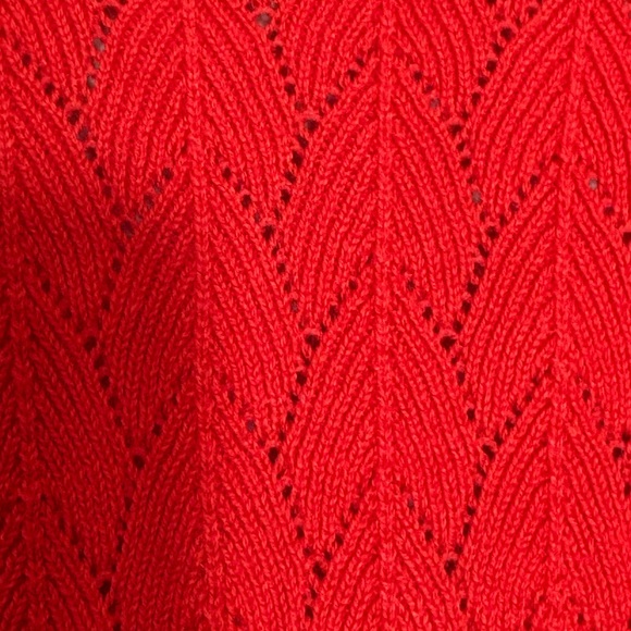 Draper James Red Puff Cardigan Cropped Knit Button Front Romantic Feminine SZ S - Picture 5 of 7